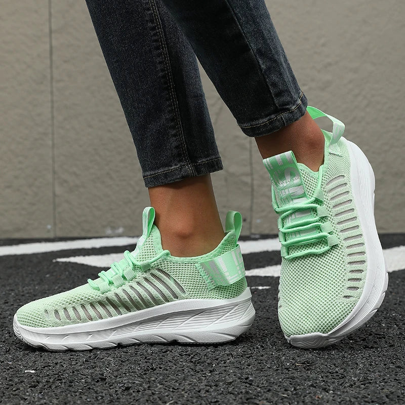 Women's Platform Sneakers – Breathable Mesh Walking Shoes Platform Sneakers Axl 40 light green