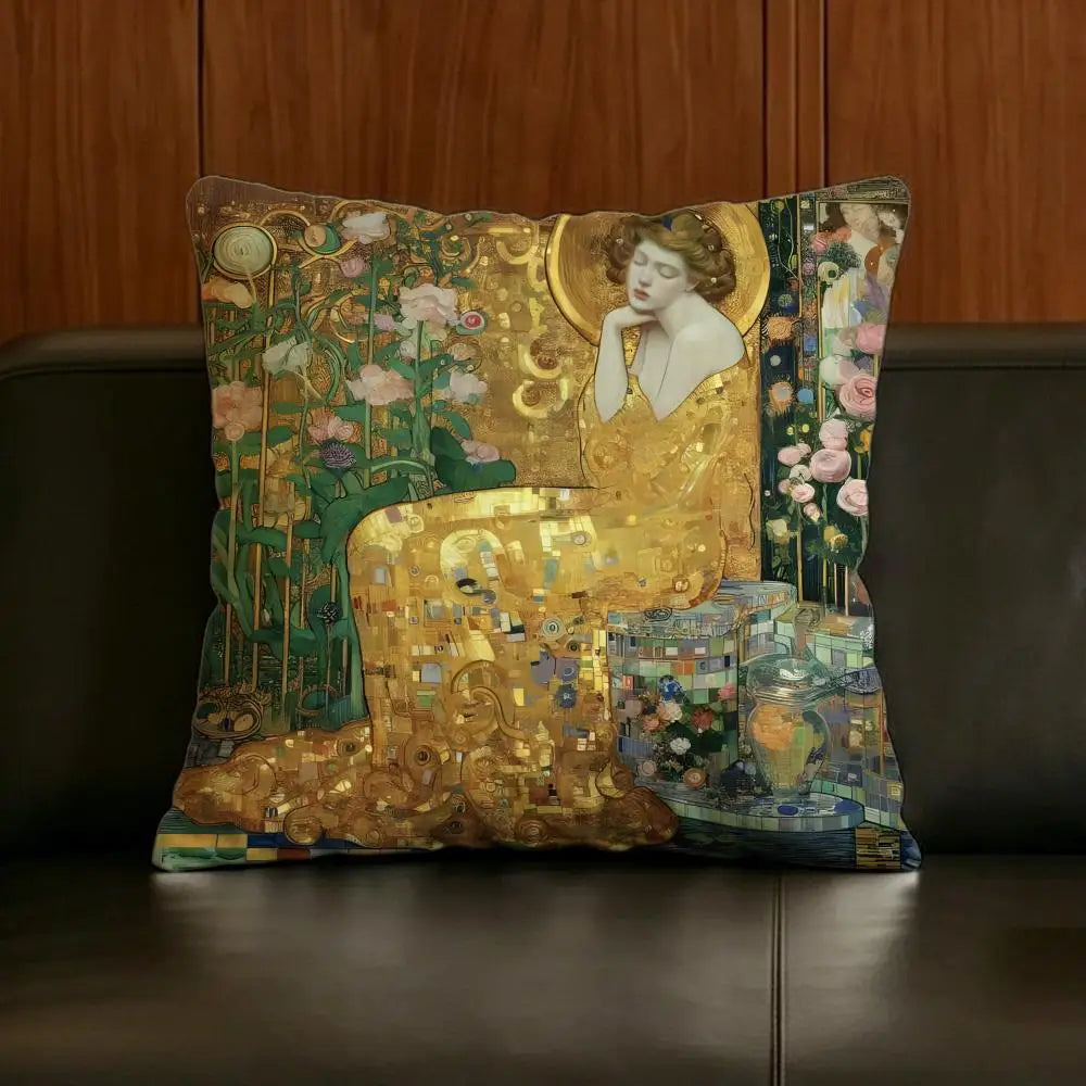 Gustav Klimt Linen Cushion Cover | Sofa, Bed & Chair Decor Linen Cushion Cover Axl White3 60X60cm