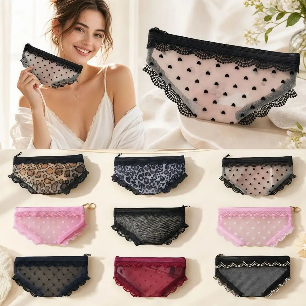 Y2K Briefs Shape Cosmetic Bag – Mesh Lace Makeup Pouch Cosmetic Makeup Bag Axl