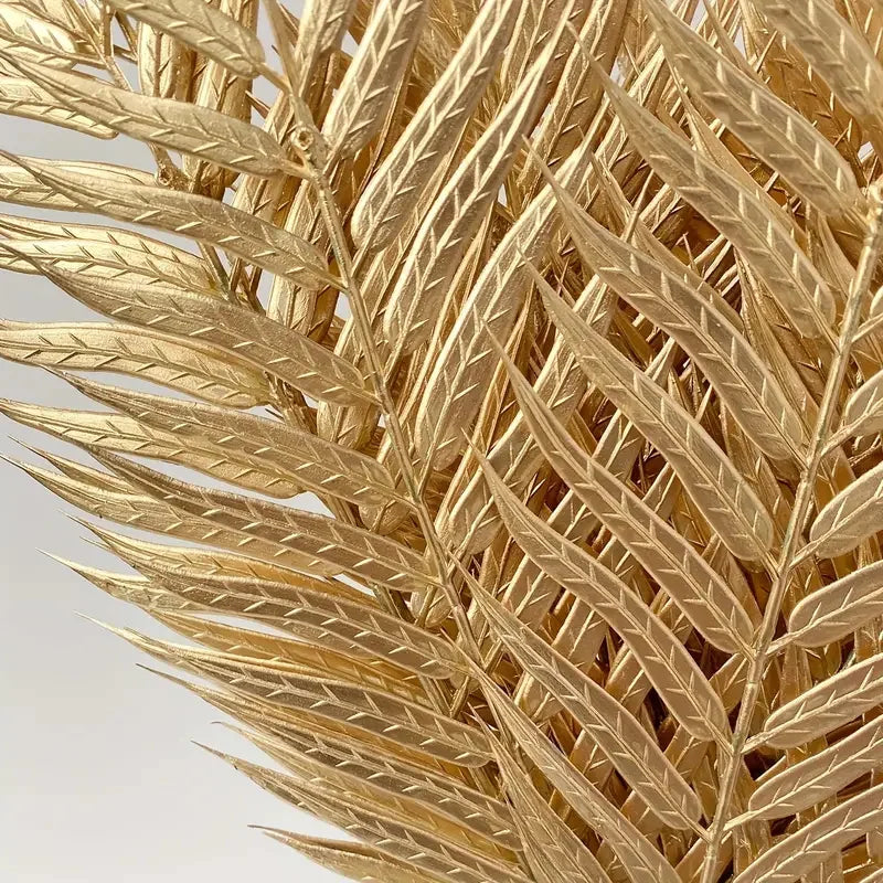 Golden Artificial Palm Leaves 6/12 PCS – Tropical Party Decor Artificial Palm Leaves Axl