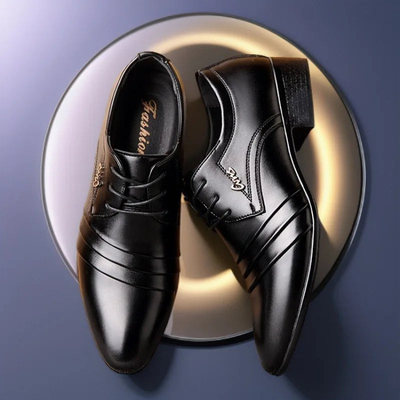 Men's PU Leather Oxford Dress Shoes – Lace-Up Breathable Oxford Dress Shoes Axl