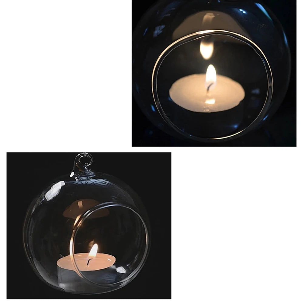 Hanging Clear Glass Terrarium Tea Light Candle Holder – Bubble Globe Glass Candle Holder Axl