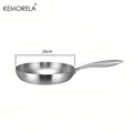 KEMORELA 24cm 304 Stainless Steel Frying Pan 3-Ply Skillet Stainless Steel Skillet Axl 26CM