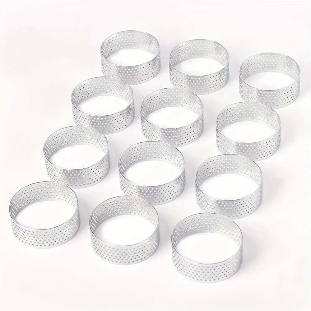 Perforated 304 SS Tart Ring 5cm – French Flan Baking Mold Tart Baking Mold Axl 5CM-12 PCS
