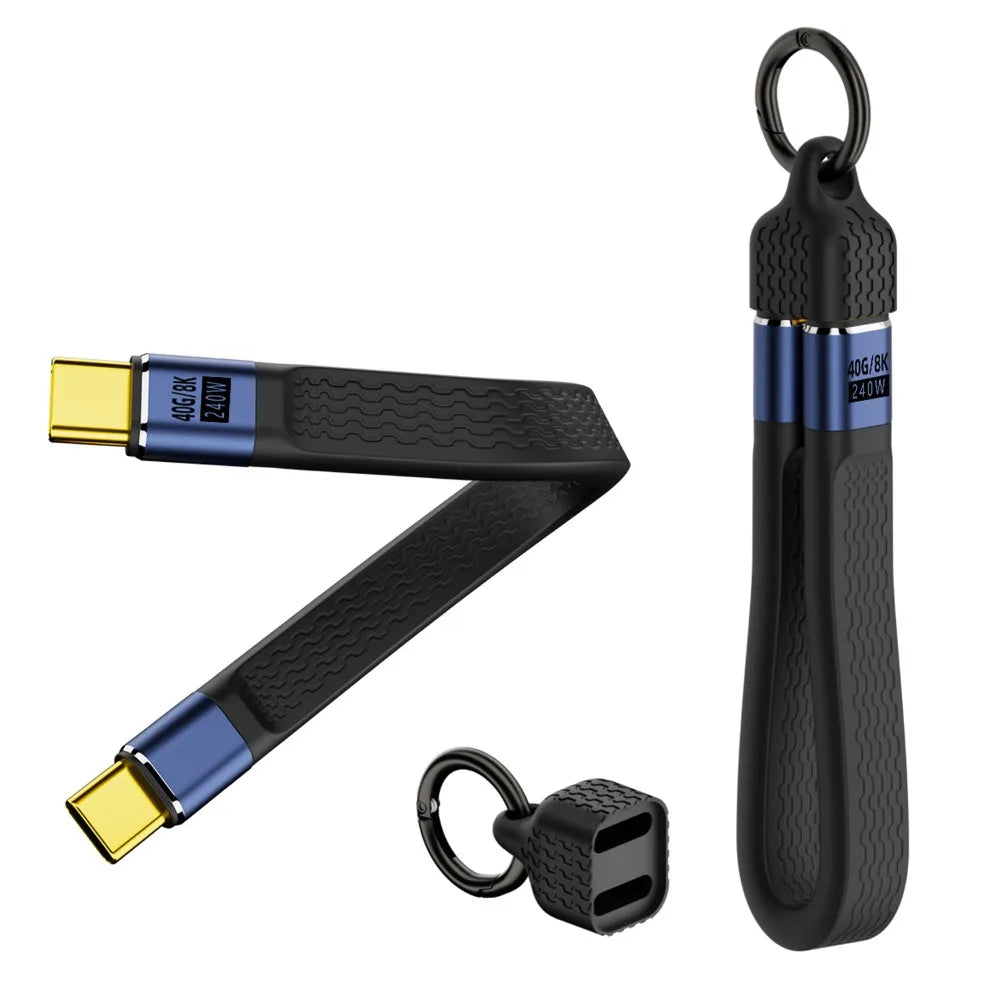 USB4 Type-C Cable 40Gbps 240W PD 8K Video – E-Marker Chip USB-C Cable Axl Black with Cap