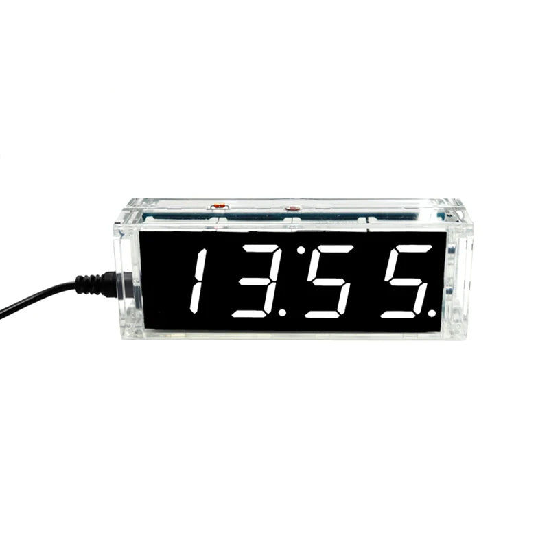 DIY LED Digital Clock Kit – 51 MCU Alarm, Date & Temp Display DIY Electronics Kit Axl White