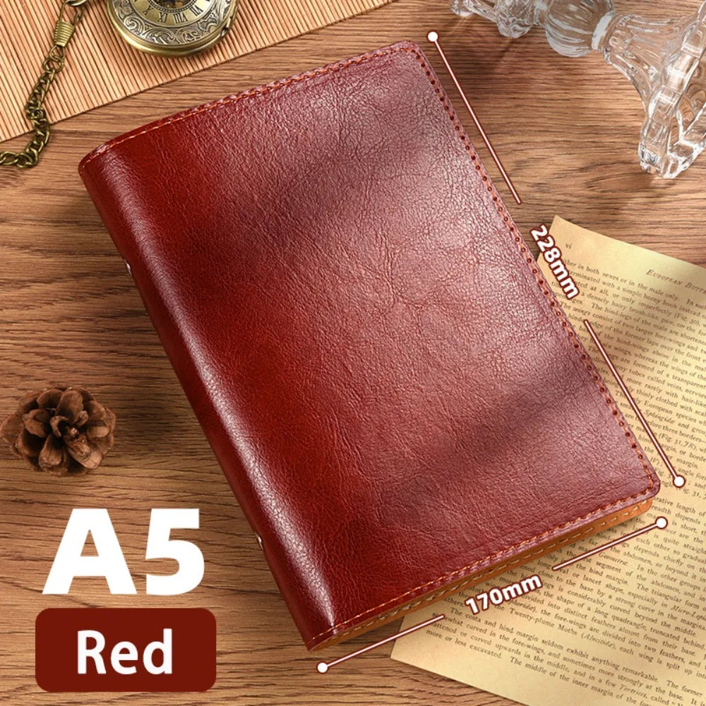 A5/A6 Loose-Leaf PU Leather Notebook – Travel Journal & Diary Loose-Leaf Notebook Axl Red A5 Shell