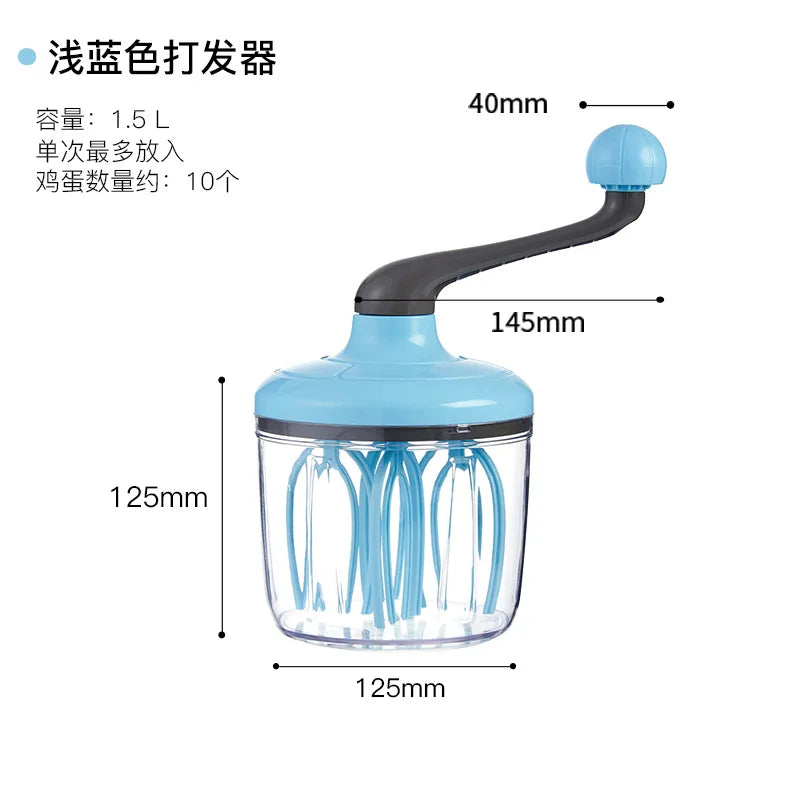 1500ml Manual Batter Dispenser & Hand Crank Egg Beater Manual Batter Dispenser Axl Blue