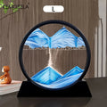 3D Moving Sand Art Picture – 12" Round Glass Ocean Sandscape Sand Art Decor Axl 12inch Black Blue