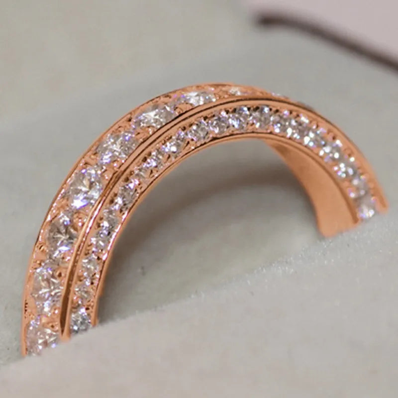 Huitan Women's Full Pavé CZ Wedding Band – Sizes 5–14 CZ Wedding Band Axl