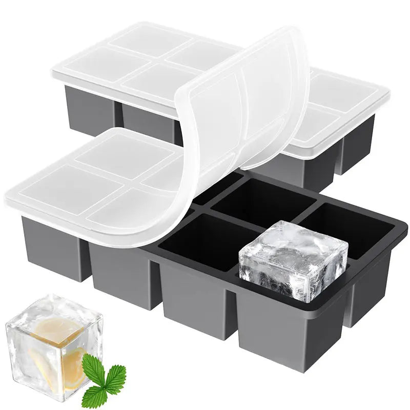 2-Pack Large Silicone Ice Cube Tray with Lid | Whiskey & Cocktails Silicone Ice Cube Tray Axl