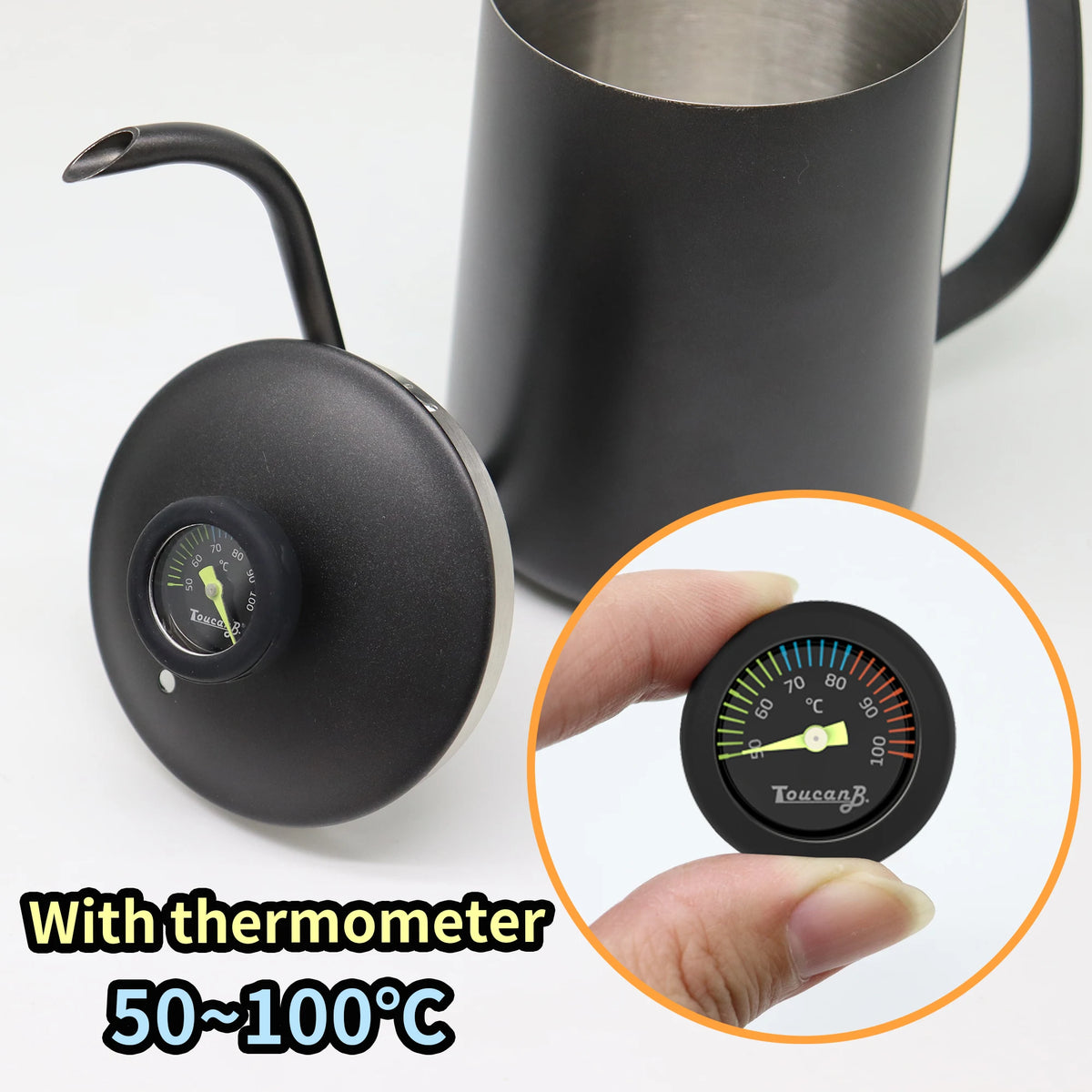 350ml Gooseneck Drip Kettle with Thermometer | Stainless Steel Gooseneck Drip Kettle Axl