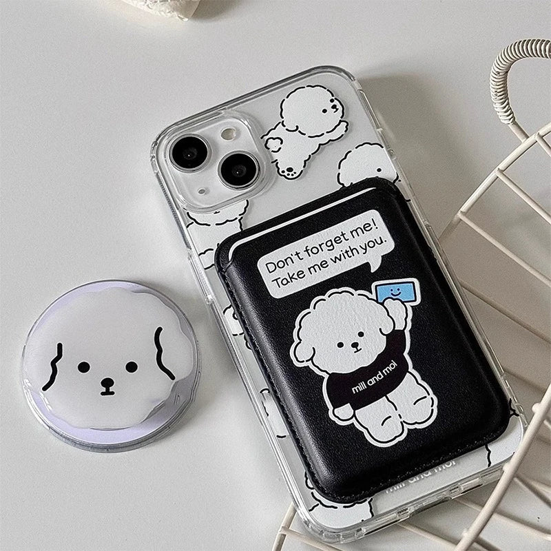 Dog Cartoon Magnetic Wallet Case iPhone 14 & 15 – Card Holder Wallet Phone Case Axl