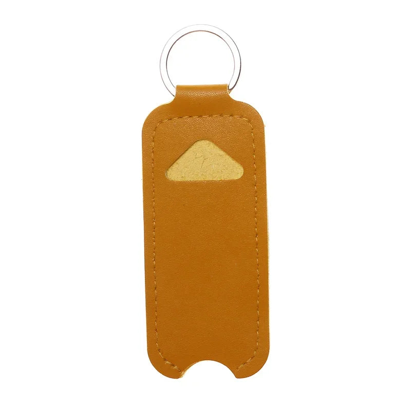 PU Leather Lipstick Holder Keychain – Portable Cosmetic Case Lipstick Organizer Case Axl browm
