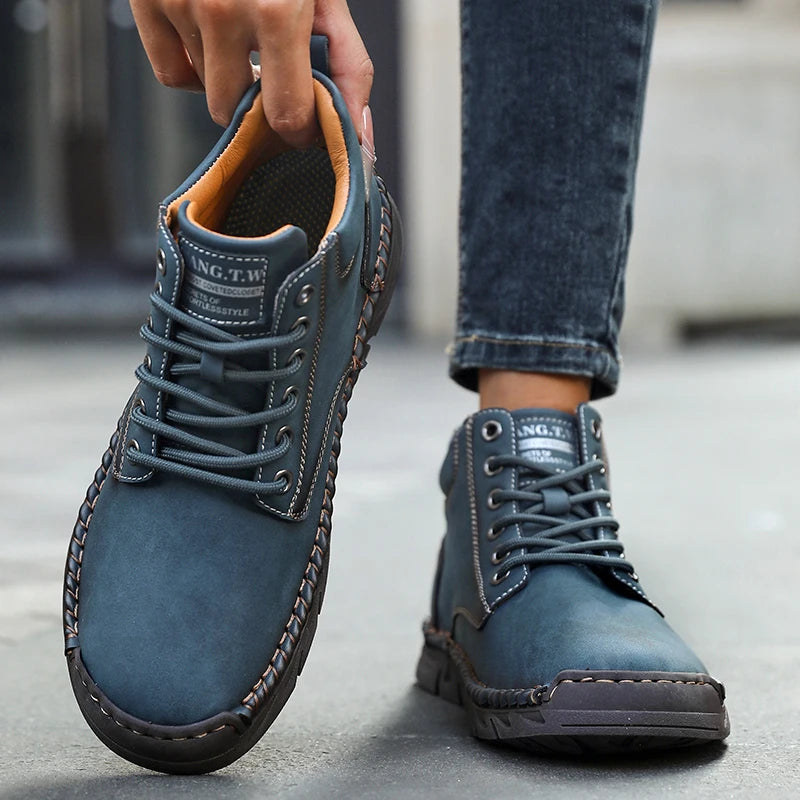 ZULIWAGN Retro Handmade Leather Loafers – Unisex Casual Shoes Casual Leather Loafers Axl Blue 41
