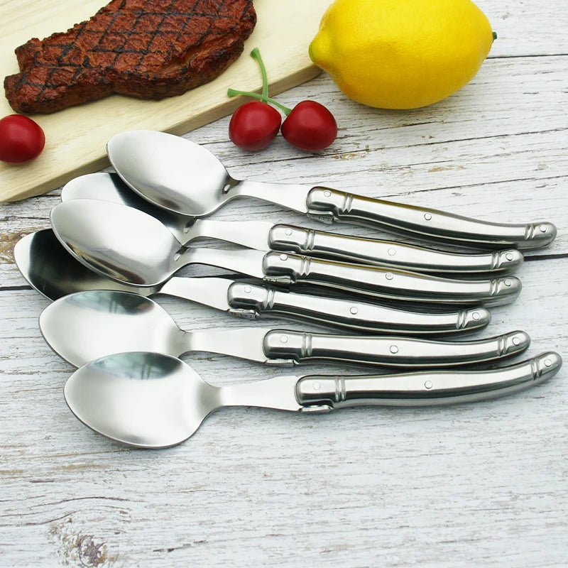 Laguiole Stainless Steel Teaspoon Set – Coffee & Dessert Spoons Teaspoon Set Axl