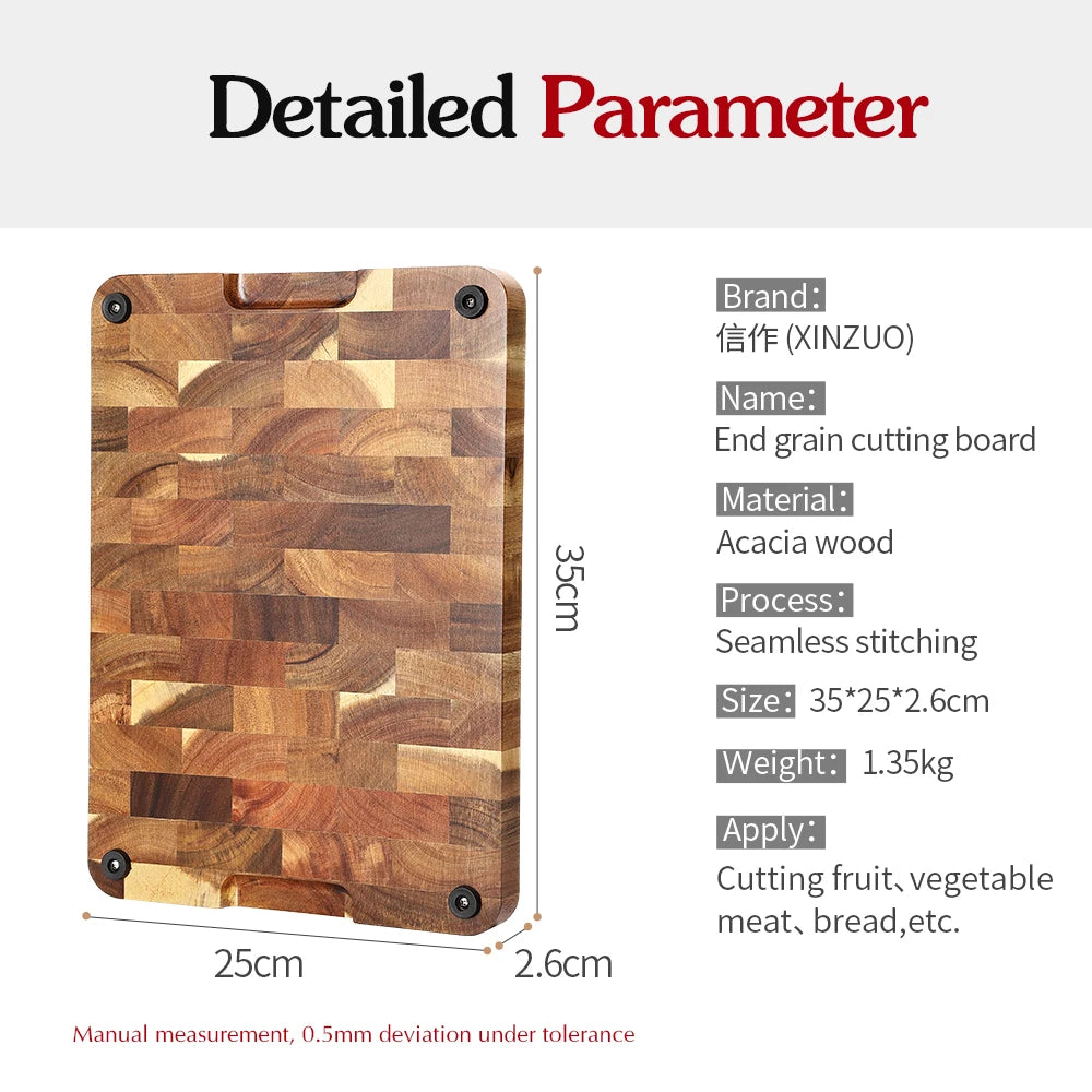 XINZUO Acacia Wood End Grain Cutting Board | Non-Slip Wood Cutting Board Axl