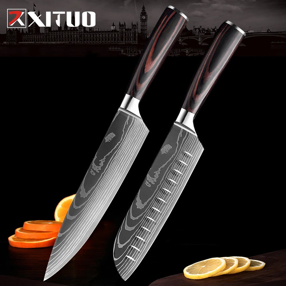 XITUO Damascus Chef Knife Set 1–10 Pcs | Ultra-Sharp Kitchen Knives Chef Knife Set Axl 2 PCS knives