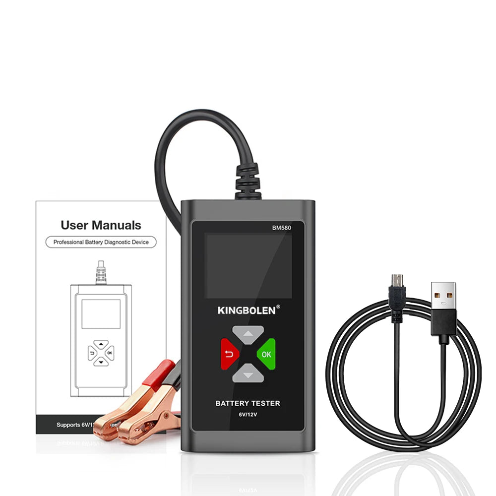 BM580 Car Battery Tester – CCA Analyzer for 6V/12V Lead-Acid Battery Tester Axl black