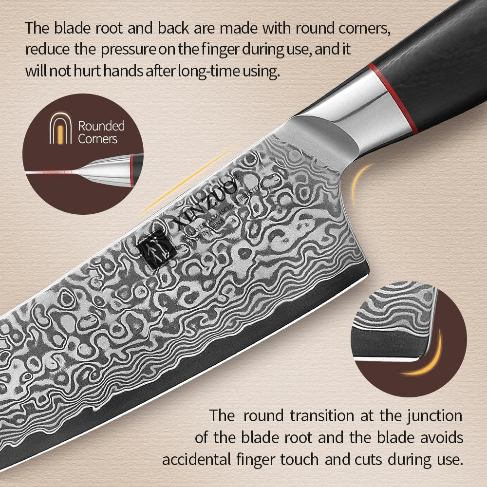 XINZUO 67-Layer Damascus Chef Knife – 8" High Hardness Kitchen Damascus Chef Knife Axl