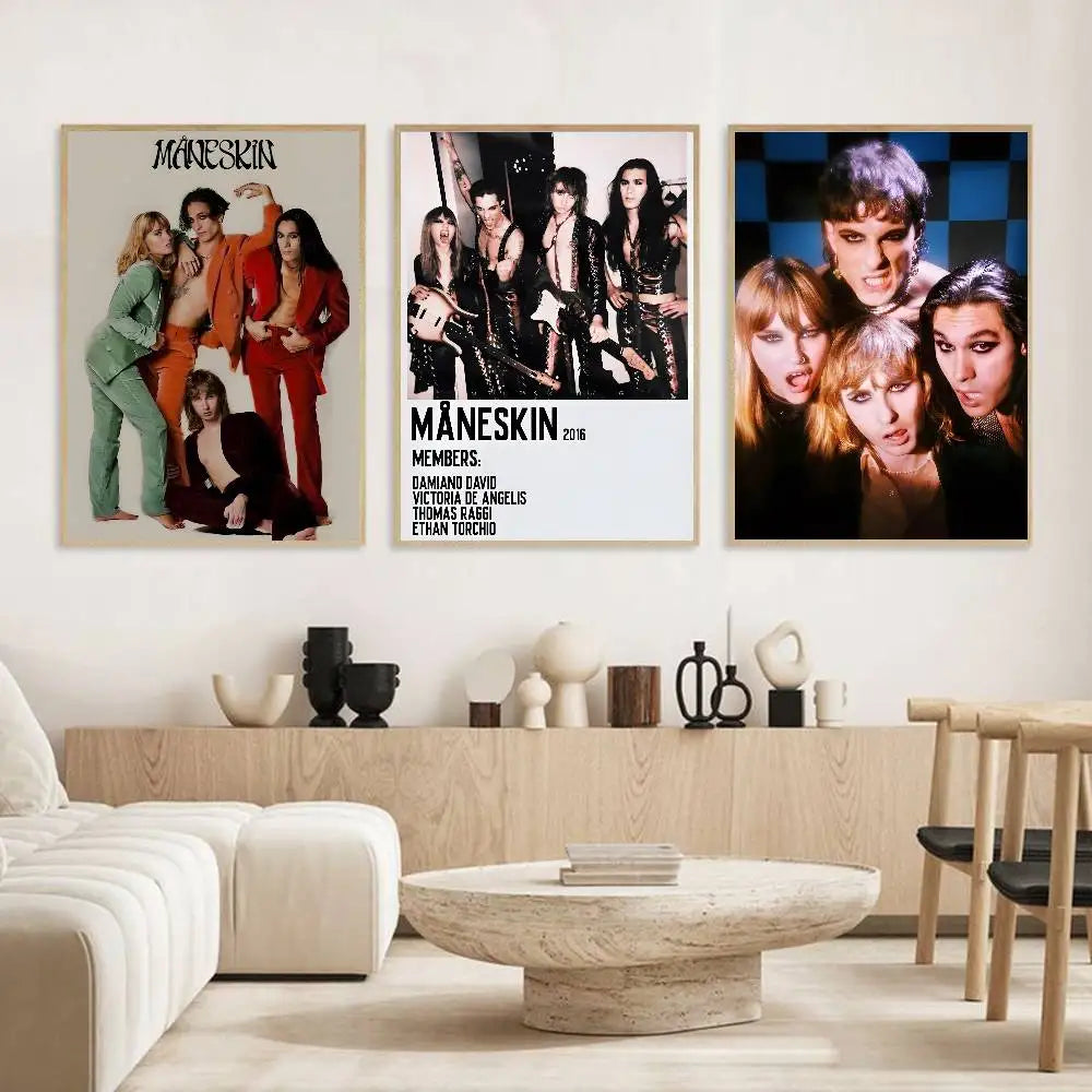 Måneskin Band HD Poster – Self-Adhesive Waterproof Wall Art Music Band Poster Axl