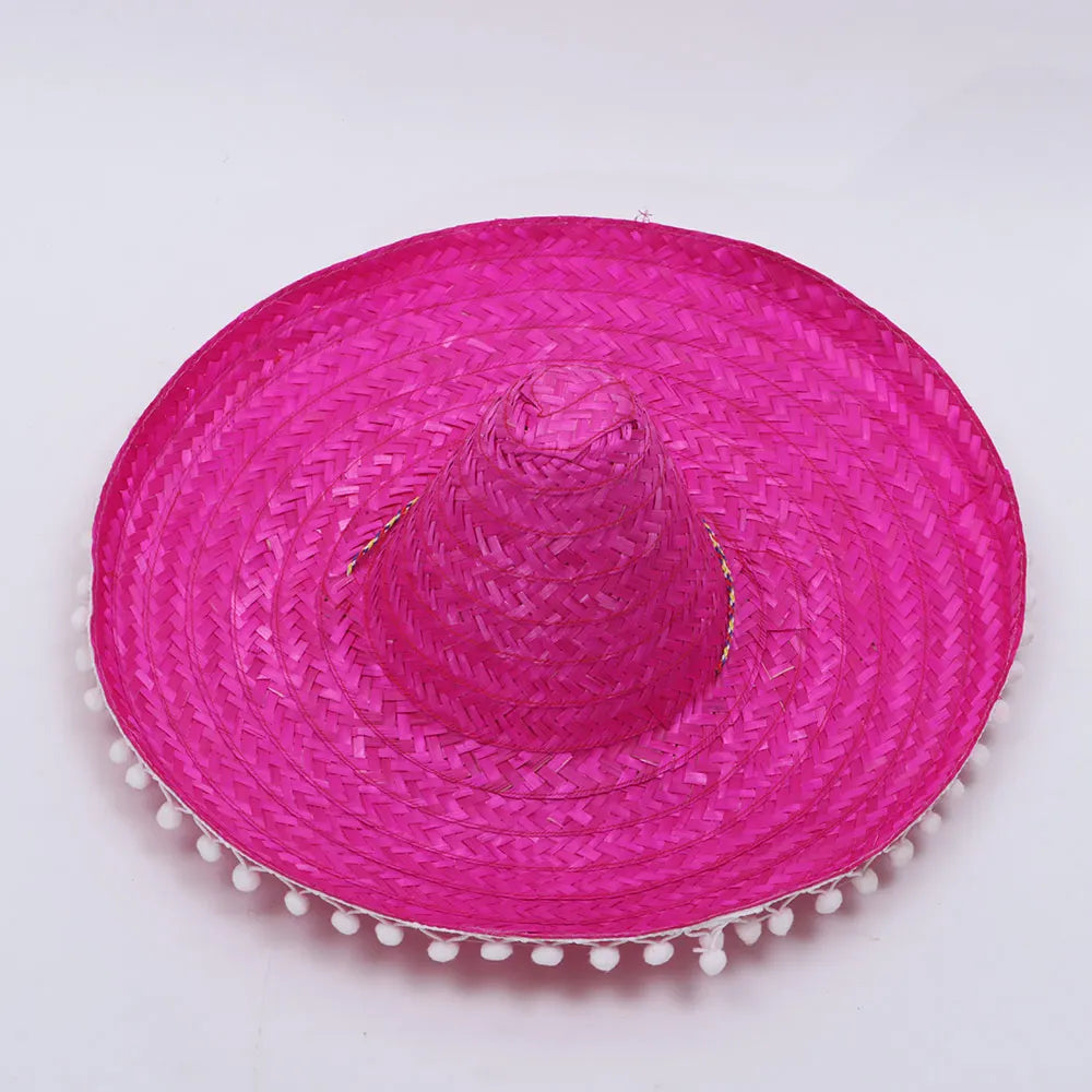Colorful Wide Brim Straw Sombrero – Unisex Party Sun Hat Straw Party Hat Axl