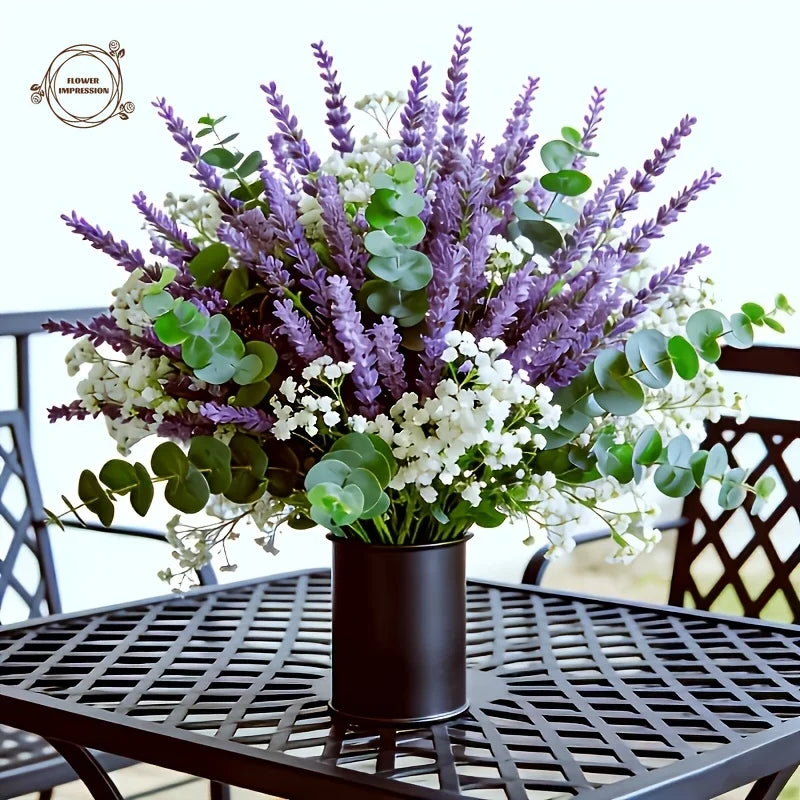 35-Pc Artificial Lavender & Baby's Breath UV-Resistant Floral Set Artificial Floral Set Axl