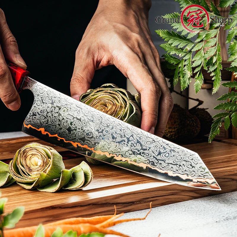 Grandsharp 8" Kiritsuke Knife – 55-Layer Damascus Steel Chef Knife Damascus Chef Knife Axl