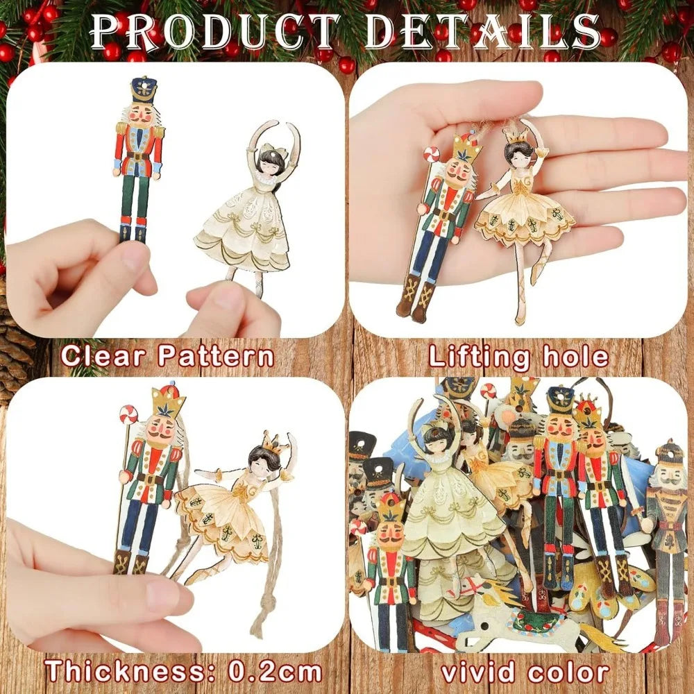 20 Pcs Wooden Christmas Tree Ornaments – Cartoon Pendant Set Christmas Ornament Set Axl