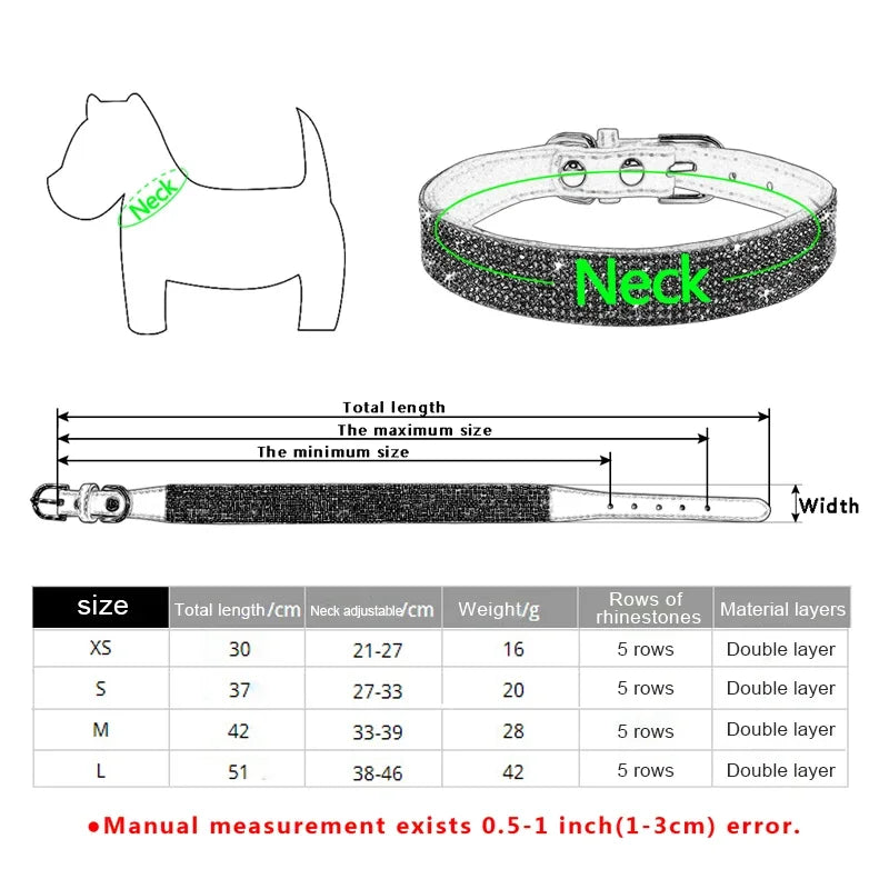 Rhinestone Crystal Dog Collar – Bling Pet Collar for Small Dogs Rhinestone Pet Collar Axl