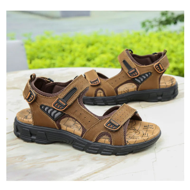 Men's Cow Suede Thick Sole Sandals – Open Toe Casual Outdoor Men's Sandals Axl