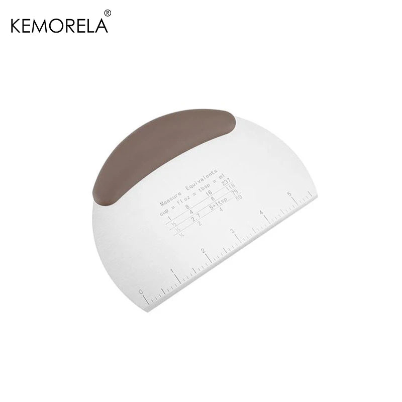 KEMORELA Stainless Steel Half Round Dough Scraper Pastry Dough Scraper Axl BROWN