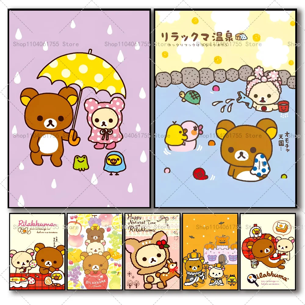 Rilakkuma Anime Cartoon Wall Poster – Waterproof Self-Adhesive Anime Wall Poster Axl