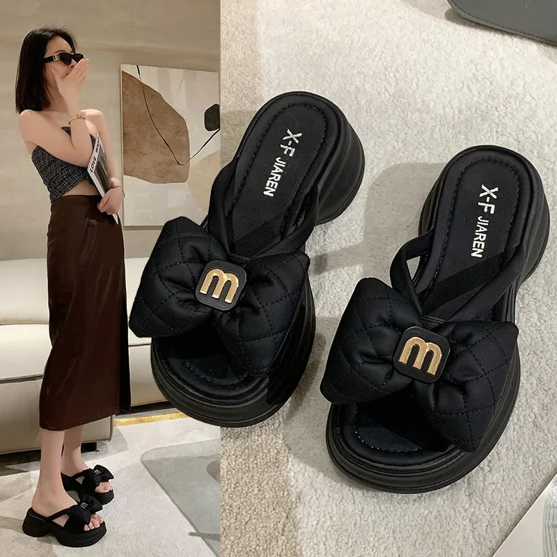 Women's Platform Wedge Slippers – Floral Beach Slides Platform Wedge Slippers Axl