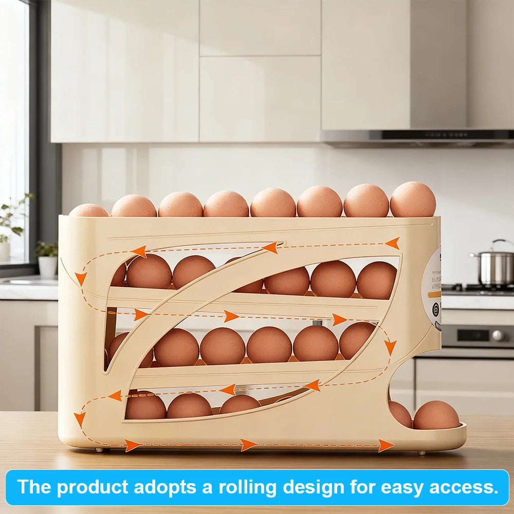Rolling Egg Dispenser – 30-Egg Fridge Organizer & Holder Egg Dispenser Rack Axl
