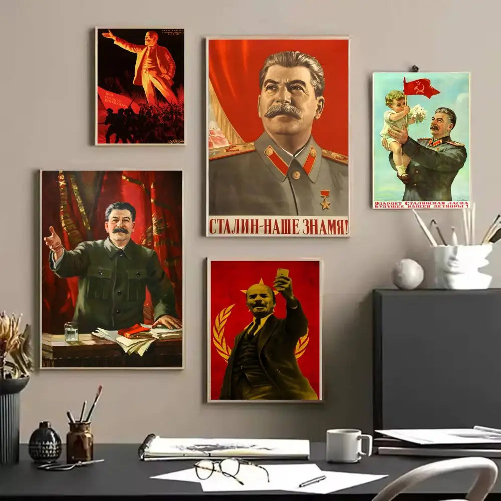 Lenin & Stalin Classical Canvas Wall Art Poster – Unframed Canvas Wall Art Axl
