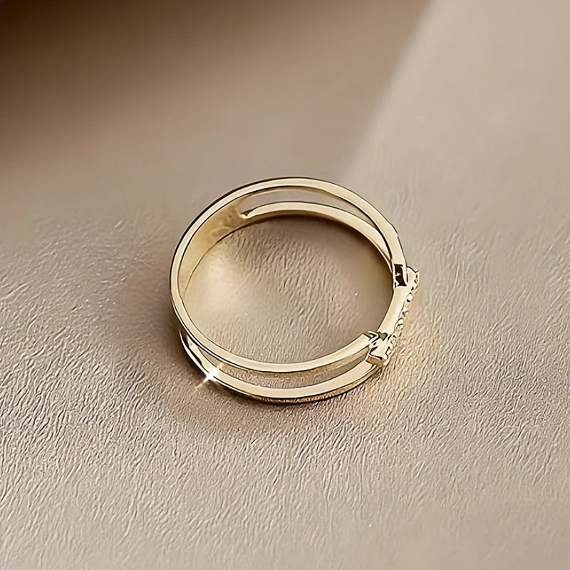 Huitan Chain-Link CZ Ring for Women | Chic Fashion Jewelry Fashion Ring Axl