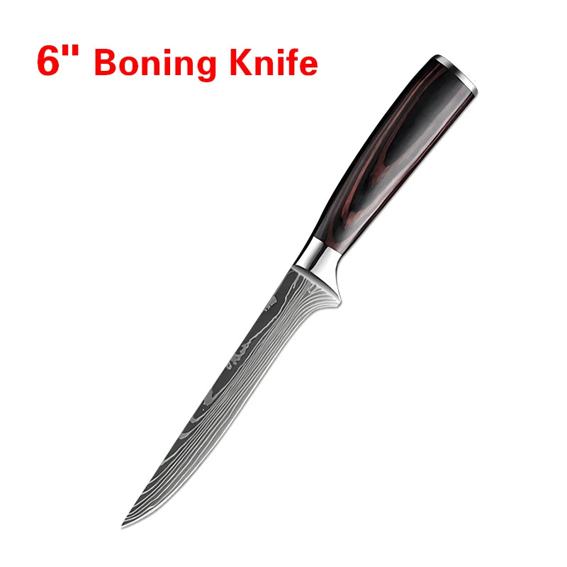 InLeung Damascus Chef's Knife – Sharp Stainless Steel Kitchen Knife Damascus Chef Knife Axl 6 inch boning knife
