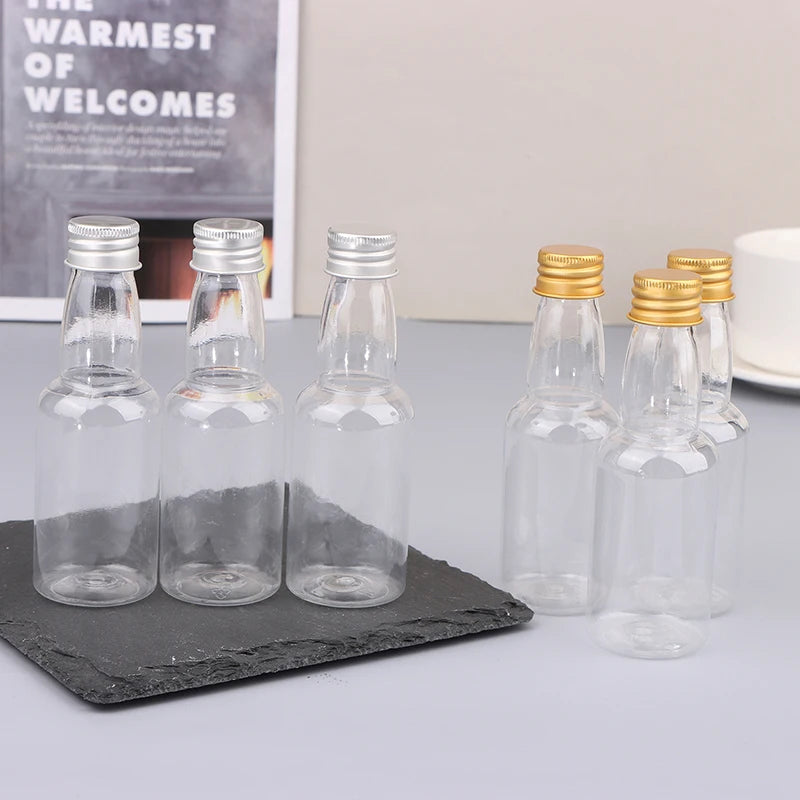 10-Pack 50ml Mini Clear PET Refillable Bottles Leak-Proof Lids Mini Refillable Bottles Axl