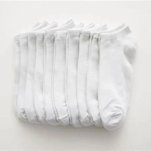 Men's Low-Cut Ankle Boat Socks – Soft Polyester, Solid Colour Men's Ankle Socks Axl 10 pairs white One Size