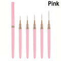 5-Piece Nail Art Liner Brush Set – 7/9/11/15/20mm Striping Nail Art Brush Set Axl Pink