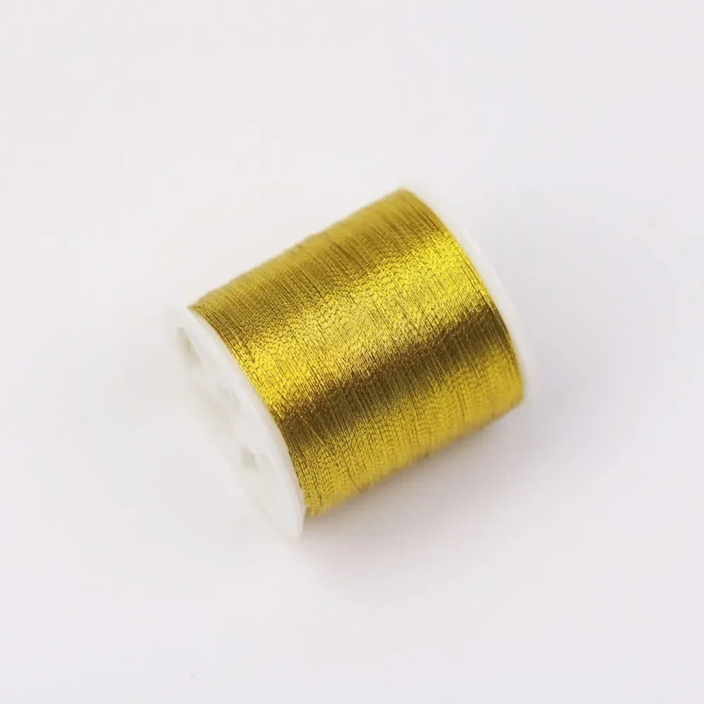 100M Metallic Embroidery Thread Gold Silver Cross Stitch Floss Embroidery Thread Axl Gold