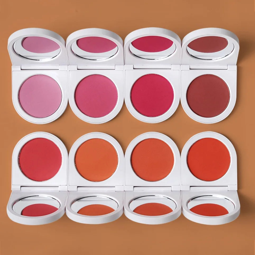 Vegan Blush Powder with Mirror – Long-Lasting Single Color Blush Powder Compact Axl