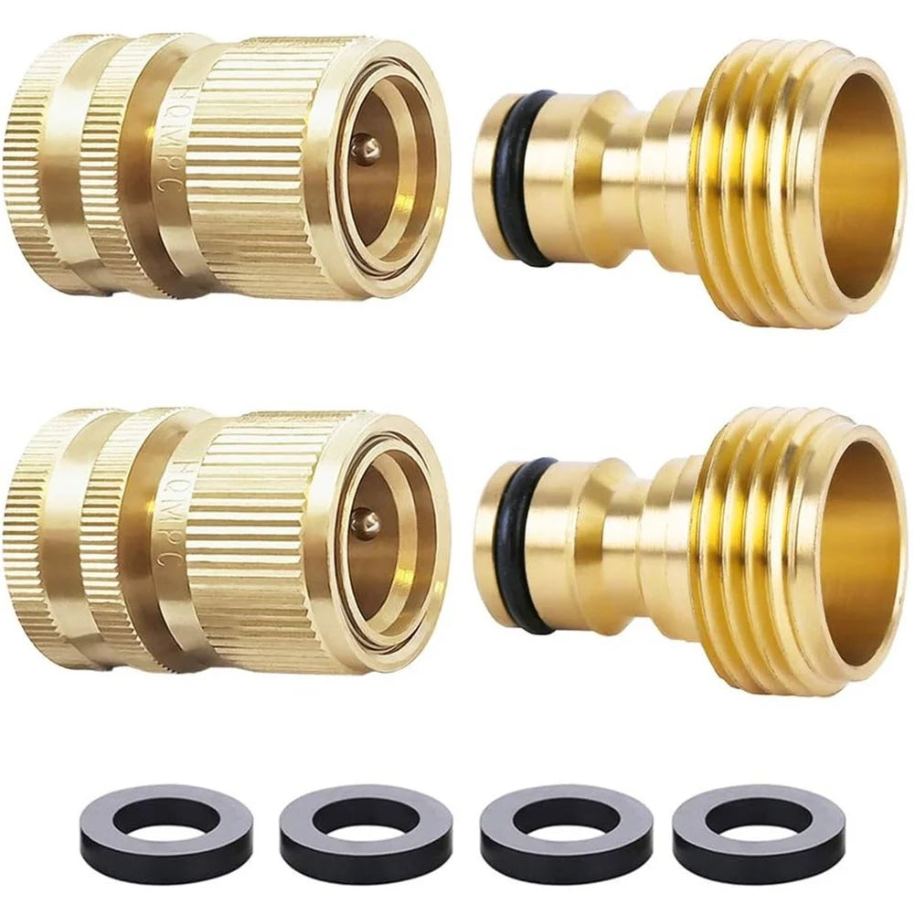 Brass 3/4" GHT Quick Connect Garden Hose Coupler Fitting Garden Hose Fitting Axl