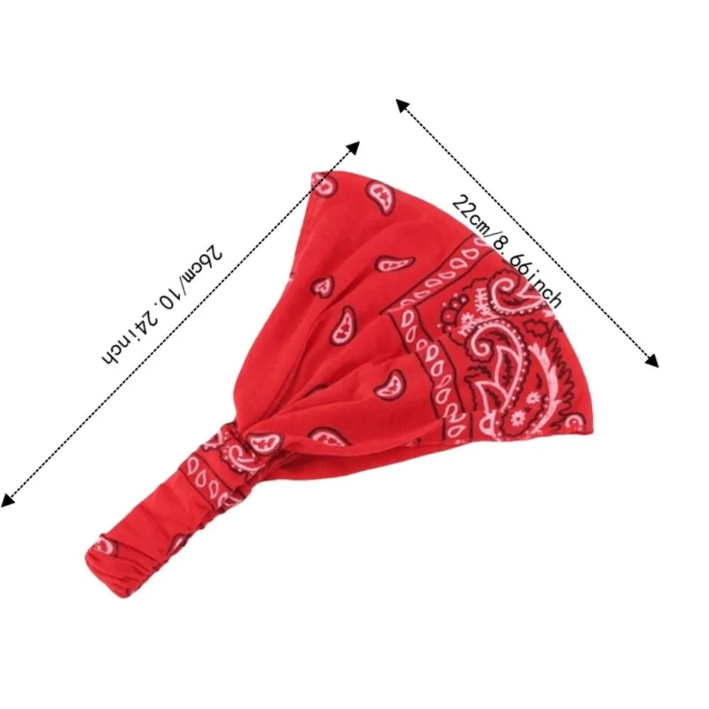 Cotton Paisley Turban Headband – Wide Elastic Non-Slip Wrap Turban Headband Axl