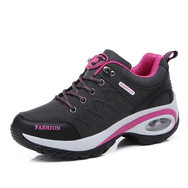 Women's Wedge Hiking Sneakers – Lace-Up Outdoor Training Shoes Wedge Training Sneakers Axl Gray 36