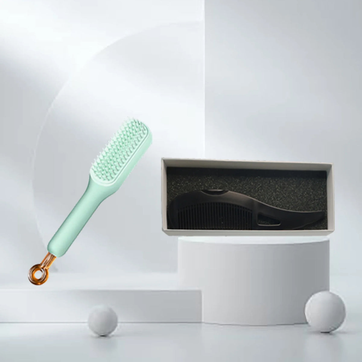 Telescopic & Hollow Hair Comb Set – Self-Cleaning 2-Piece Hair Comb Set Axl