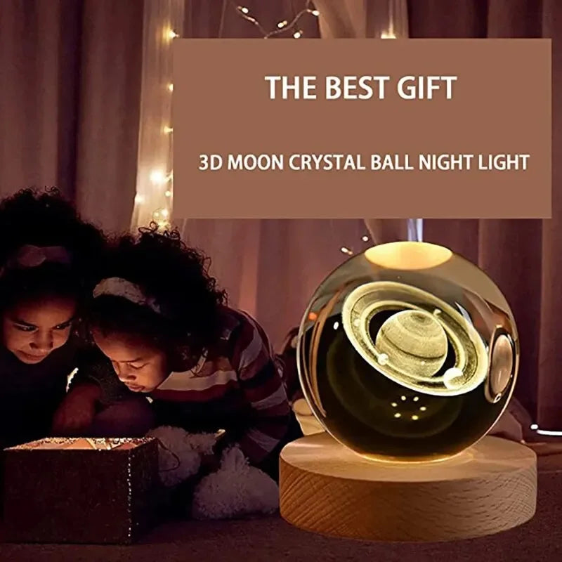 3D LED Galaxy Crystal Ball Night Light – Kids Bedroom Lamp LED Night Light Axl