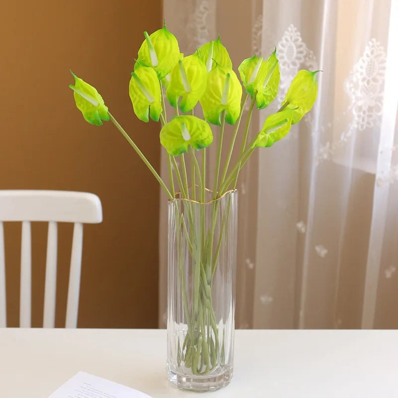 10-Pack Red Artificial Anthurium Stems – Real Touch PVC Flowers Artificial Flower Stems Axl