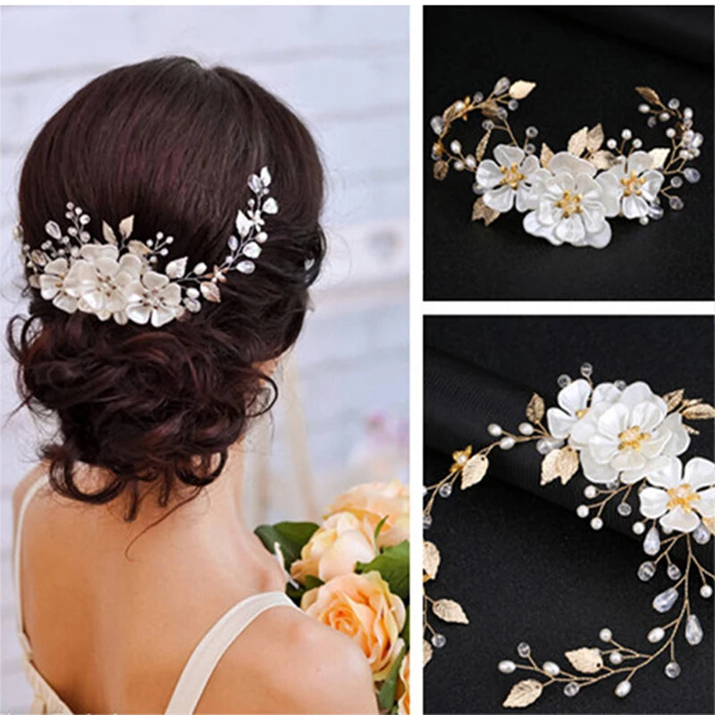 Bridal Crystal Pearl Flower Hair Clip | Wedding Hair Accessory Bridal Hair Accessory Axl